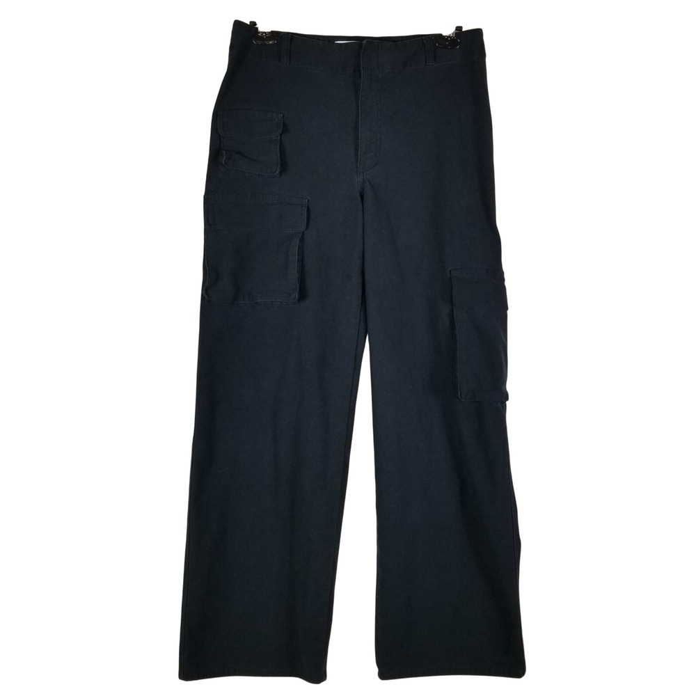 TNA Cargo Pants Womens 12 Black Wide Leg Cotton Lyocell Utilitarian 116768